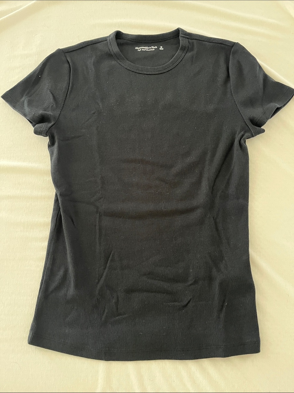 American Eagle and Abercrombie Ribbed Thermal Tee Trio - Black, Beige, Cream - Picture 6 of 7
